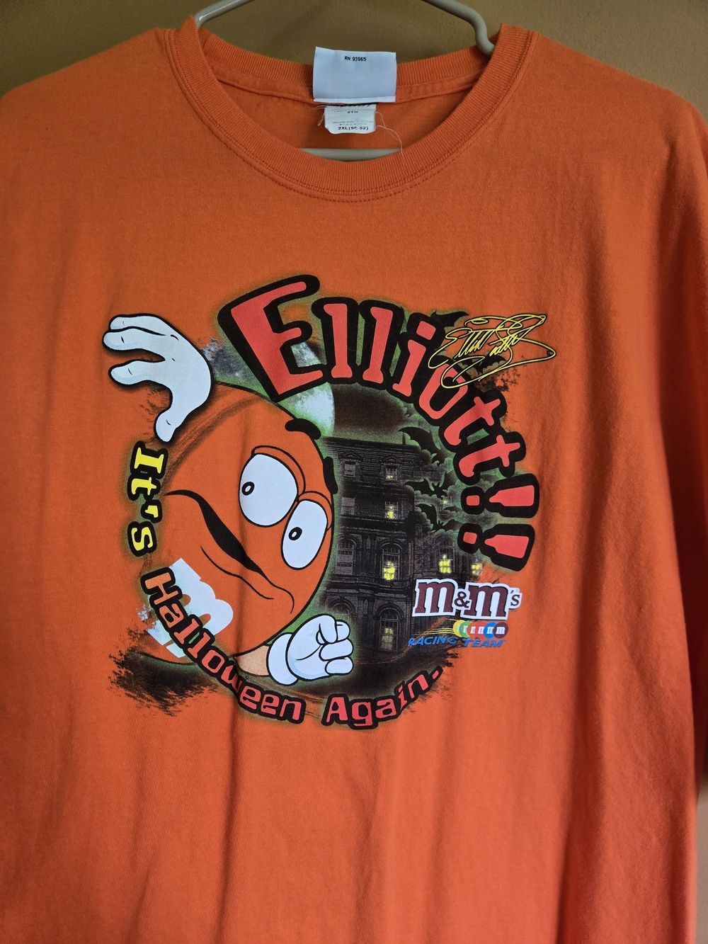 Elliott!! M&M's Orange Halloween Graphic Tee - Nascar Racing Elliott Sadler